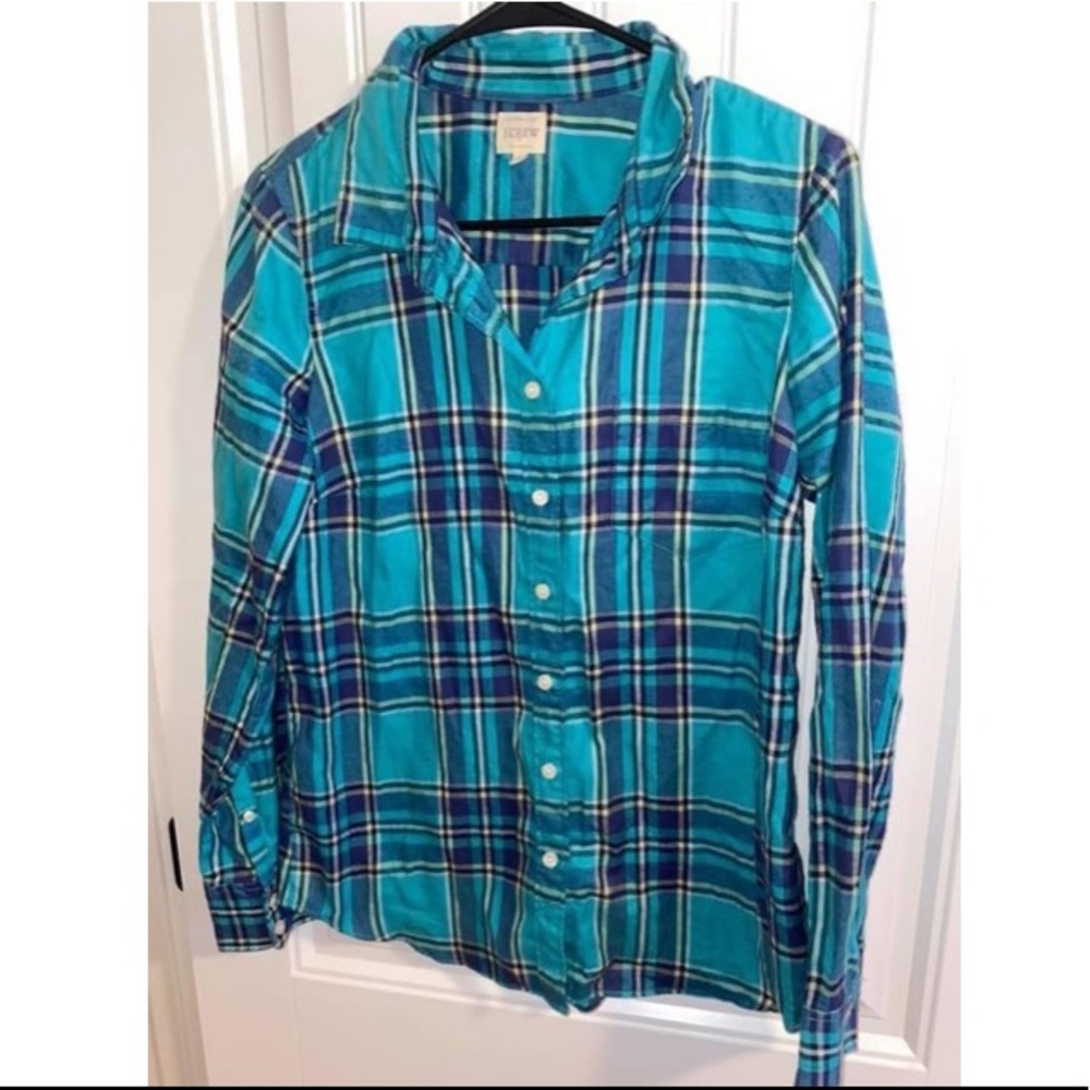 J Crew Plaid Flannel Button Up Size Small